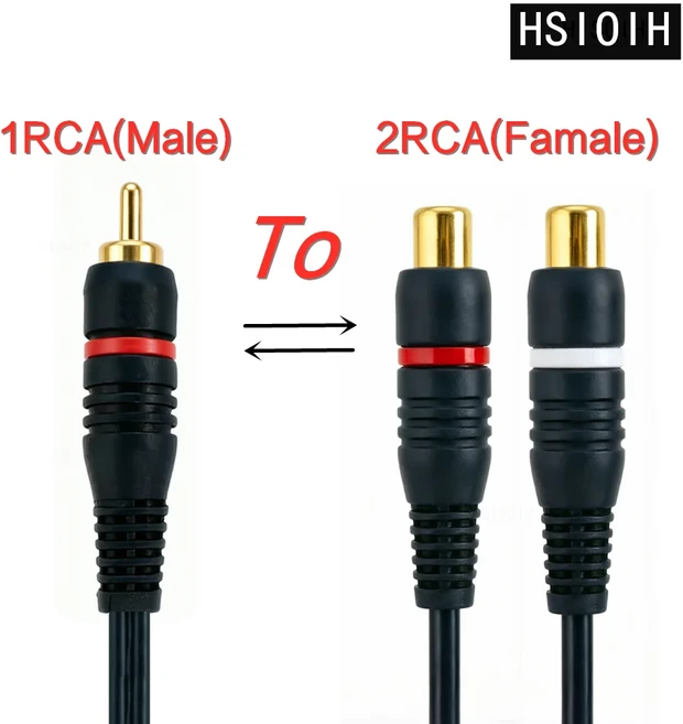 RCA Y-어댑터 1 RCA-2 남성-여성-남성 숏 Y 스플리터 디지털 스테레오 오디오 케이블 (서브우퍼 자동차, 02 0.2m, 02 1Male to 2Female