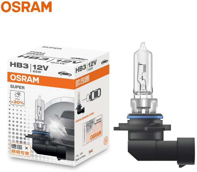 OSRAM 오리지널 품질 자동차 헤드라이트 안개등 H7 H4 H1 HB3 HB4 H11 12V 표준 램프 3200K 65W 할로겐 램프 (단일), HB3 65W, 1개