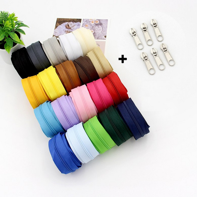 (4야드) 컬러팝 3호 홈패션코일롤지퍼 슬라이더 6개포함, 1개, 라이트블루