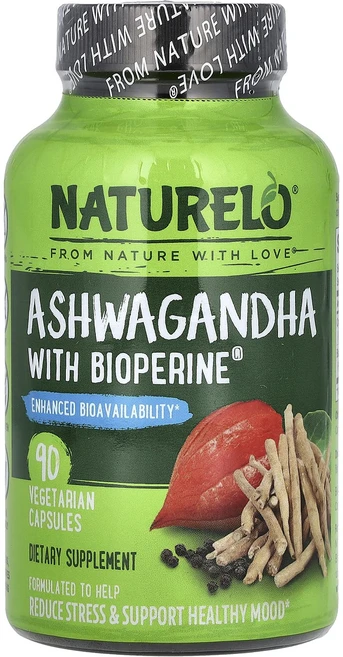 NATURELO BioPerine® 함유 아슈와간다 베지 캡슐 90정, 1개 - 쿠팡
