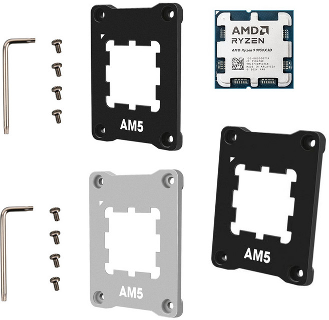 AMD AM5 소켓 가이드 브라켓 가드 알루미늄합금 Thermal Paste Guard 타입-2 나사체결형 /9800x3d /9950x3d 등등 사용가능, AMD 소켓 AM5 소켓가드 알루미늄-타입2-블랙, 1개