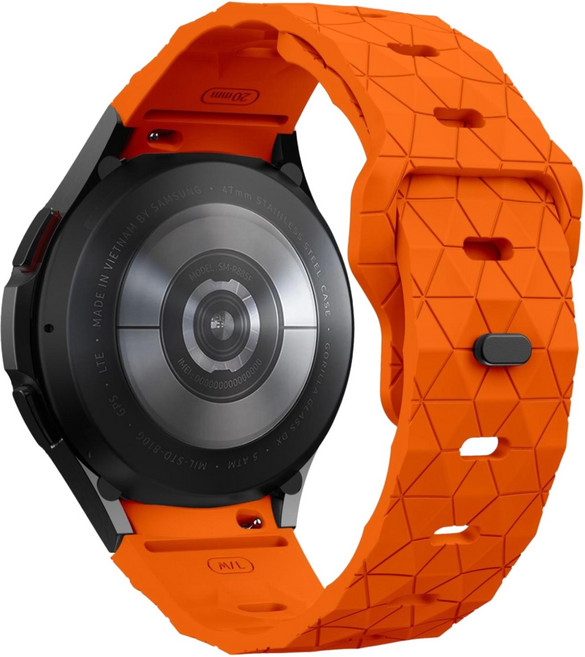 밴드톡 갤럭시워치 호환 7 6 5 4 프로 축구 텍스처 스포츠 실리콘 스트랩 20mm, 오렌지