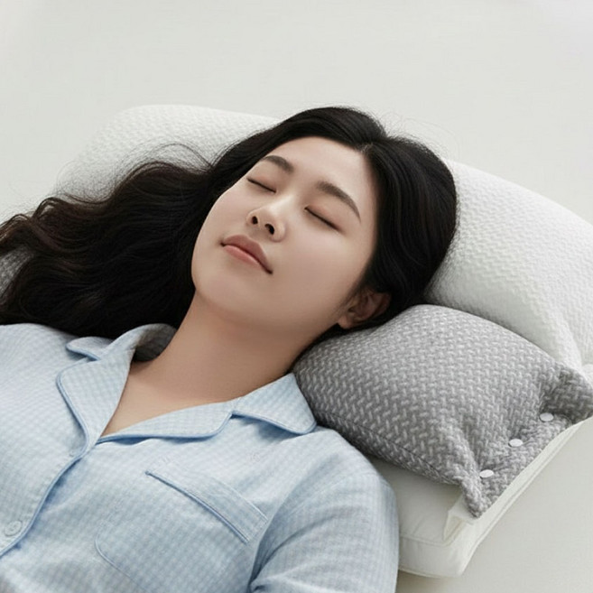 감성픽 경추베개 인체공학 숙면베개 거북목 목통증 완화 높이조절 베개 통세탁 가능, 1개, 화이트