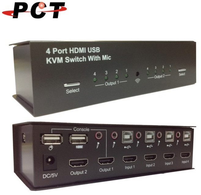 PCT 4進2出 USB HDMI 矩陣式多電腦控制切換器, 1個