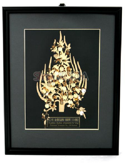 금제관식 왕 실물크기 문화재 재현품 액자 백제 무령왕릉 국보 24K 금박 전통공예 인테리어 장식, 대형한지포장 1개당