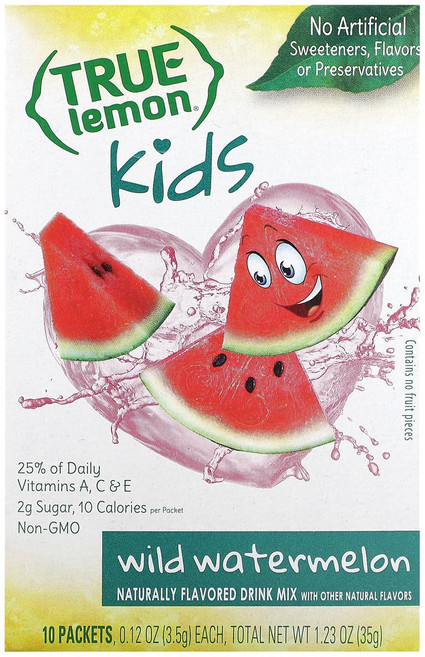 True Citrus 어린이용 True Lemon 야생 수박 10팩 각 3.5g(0.12oz), TrueCitrus어린이용TrueLemon야생수박10팩, 35g, 1개