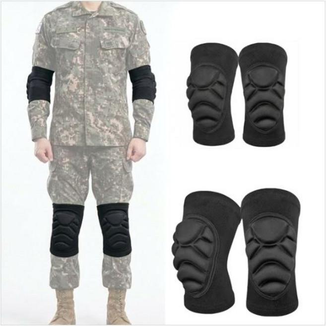 [RCM] 팔꿈치보호대 2개 + 무릎보호대 2개 [12mm패드] - 스포츠보호대 군인보호대, 1세트, 검정