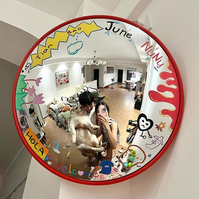 실내볼록거울 카페인테리어 집들이선물 광각거울 집꾸미기 상세 페이지 참고 * 30cm+12색 마커펜, 세로 20cm × A. 직경 30cm 브림리스+ 컬러마