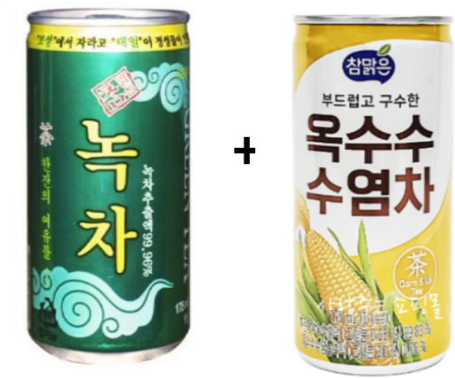 참맑은 옥수수수염차(30캔) + 참맑은 녹차(30캔), 60개, 175ml