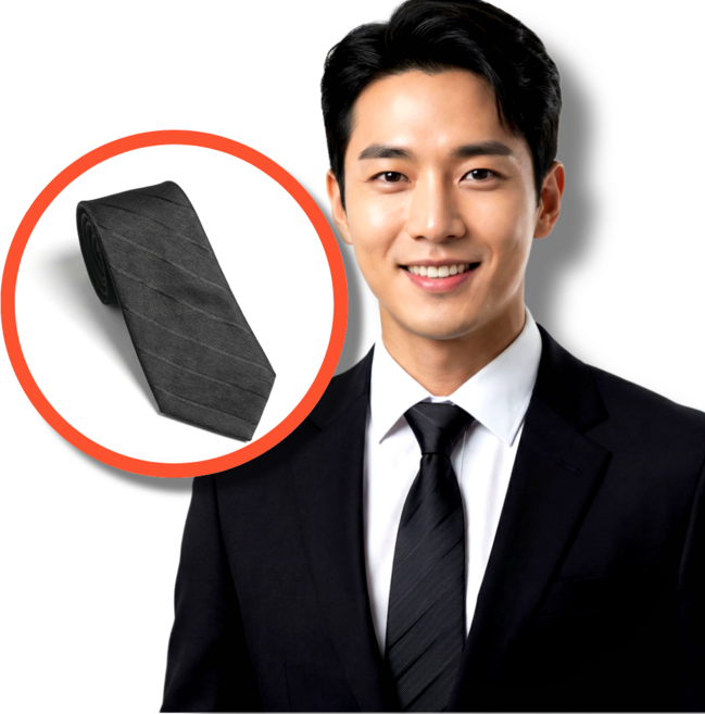 핏노아 원터치 자동 넥타이 슬림형 비즈니스 면접용 장례식 경조사 출근 넥타이