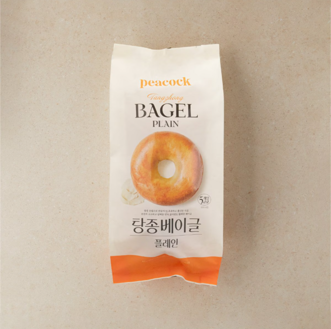 피코크 탕종 베이글 플레인 450g, 2개