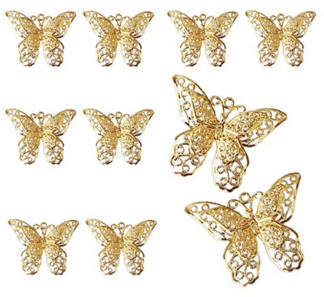 10개) K2 이중입체나비2 전통 금속장식 전통 명절 선물 용돈봉투 포장장식 외국인선물 한복악세사리장식