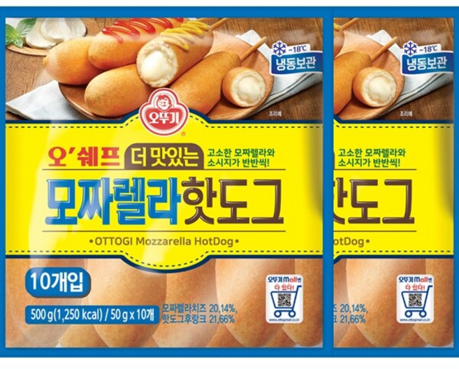 [오뚜기] 오쉐프 더 맛있는 모짜렐라 핫도그 500g x 2 (낱개20개), 20개