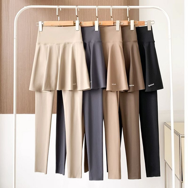 WEIHAN 여성 하이웨스트 스키니 요가 레깅스 여름 얇은 치마레깅스 슬림핏 필라테스복 바지