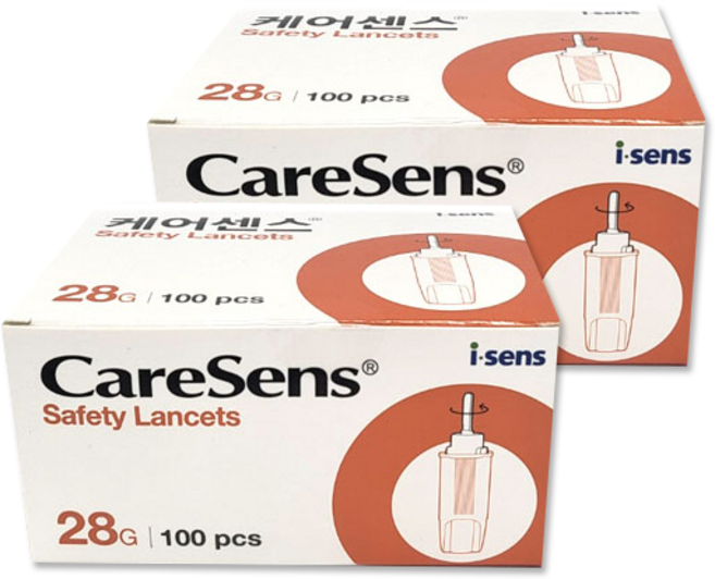 케어센스 일회용 멸균 자동 랜싯 28G 1.4mm, 100개입, 2개