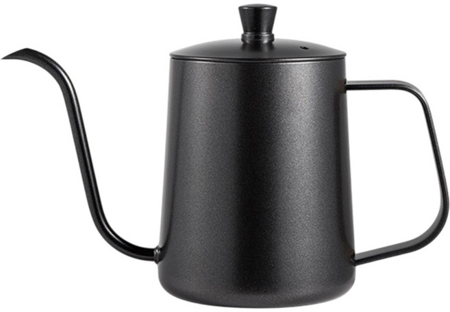 不鏽鋼細口手沖壺, 1個, 磨砂黑, 600ml