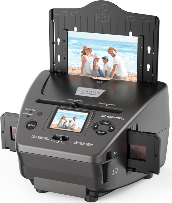 DigitPro 사진 및 슬라이드 스캐너 - 2.4인치 LCD가 있는 필름 네거티브 스캐너 35mm 슬라이드 135개의 사진(3R/4R/5R) 명함을 22MP 디지털 이미