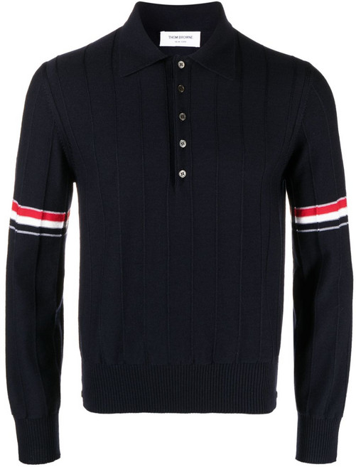 톰 브라운 RWB 스트라이프 니트 폴로 셔츠