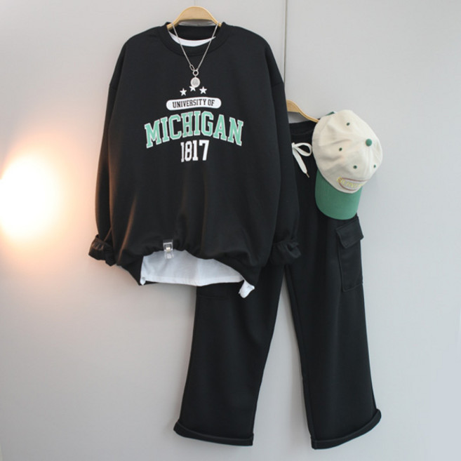 달콩 여성 빅사이즈 봄신상 상하세트 운동복 세븐틴카고와이드팬츠세트