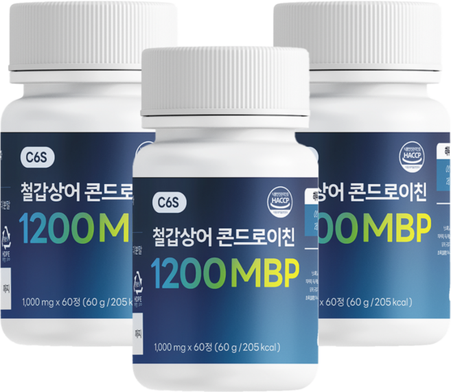 철갑상어 콘드로이친 1200 MBP 식약청인증 HACCP, 3개, 60정