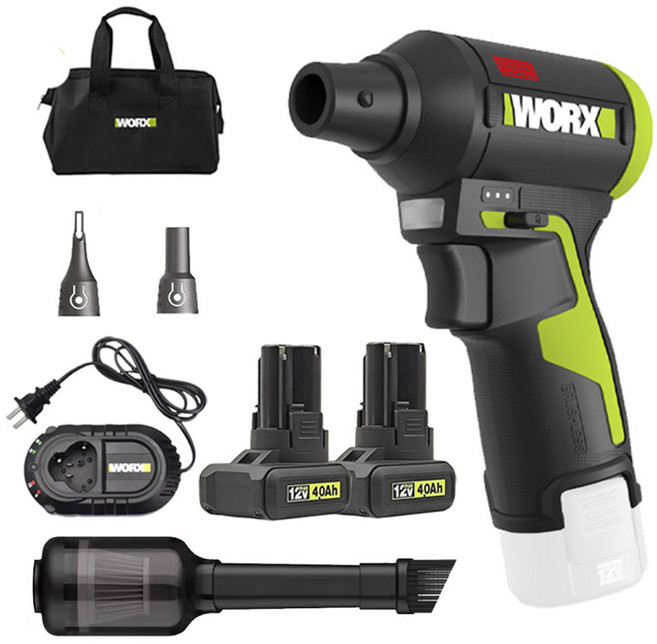 웍스 WU094 4.0듀얼+청소기세트 미니 송풍기 12V 에어건 제트팬 더스트건 세차용 소형 너구리해외쇼핑, 1개