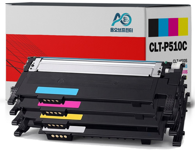 삼성 CLT-K510S SL-C513W SL-C563W SL-C563FW SL-C513 SL-C510 호환 올오브프린터 재생토너, 1개, 검정+파랑+빨강+노랑