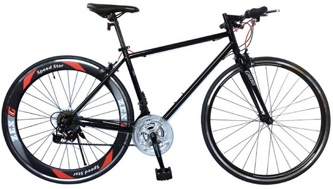 [지멘스 자전거]지멘스 젝스 알루미늄 60mm 하이림 21단변속 700C 하이브리드 자전거, 젝스21단_블랙/레드_미조립, 1개