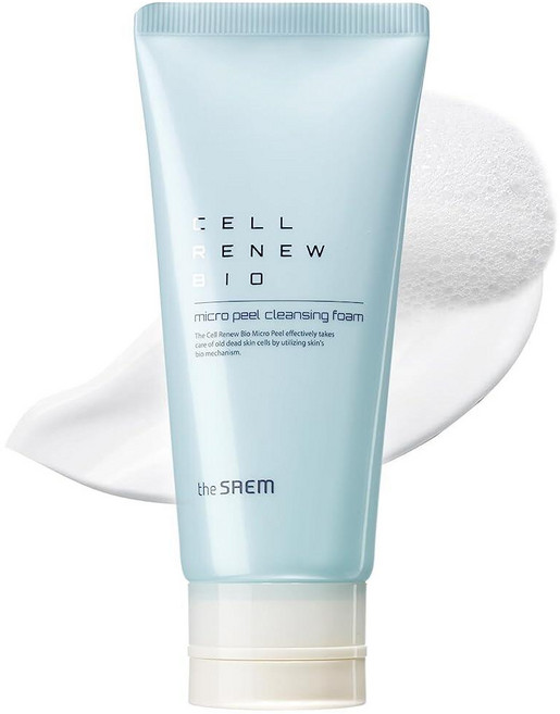 THESAEM Cell Renew 바이오 마이크로 필 클렌징 폼 - 페이스 각질 제거 클렌저 PHA 효소 마린 에린지움 펩타이드 콤부차 젠틀 데일리 포어 리파이닝 하이드레이팅