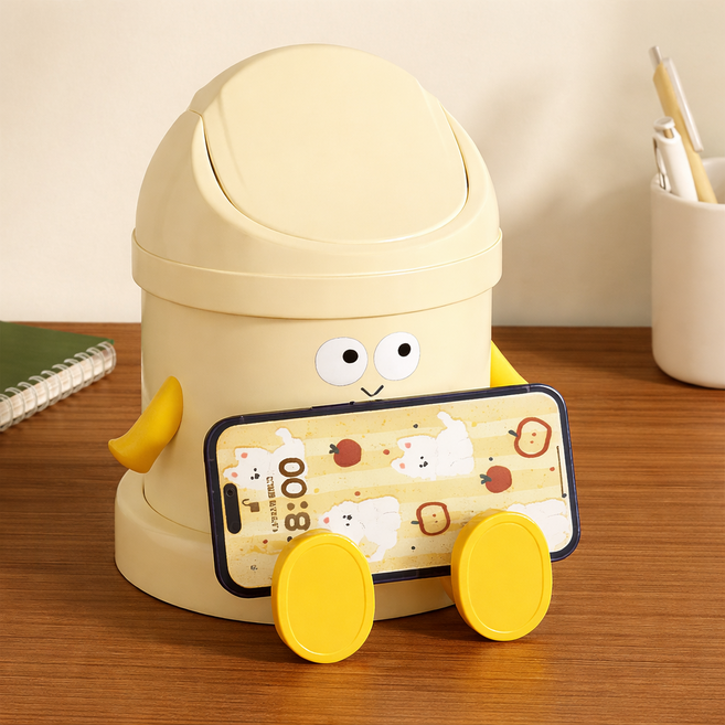 라라피치 캐릭터 폰거치 데스크 미니 휴지통, 크림