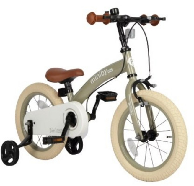 Qplay miniby兒童自行車 輕巧安全 多色可選 培養平衡感, 奶油綠, 1個, 12吋