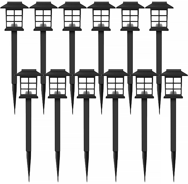 일상애착 태양광정원등 미니격자 야외 캠핑조명 가로등 12개입, 백색