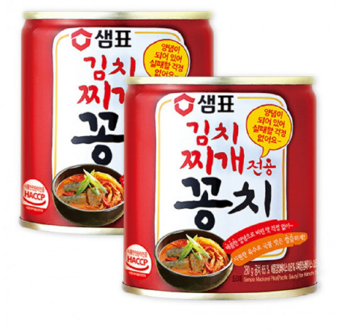 샘표 김치찌개전용 꽁치 꽁치캔 김치찌개용꽁치 샘표꽁치캔 꽁치캔280 캠핑요리 안주 술안주, 280g, 2개