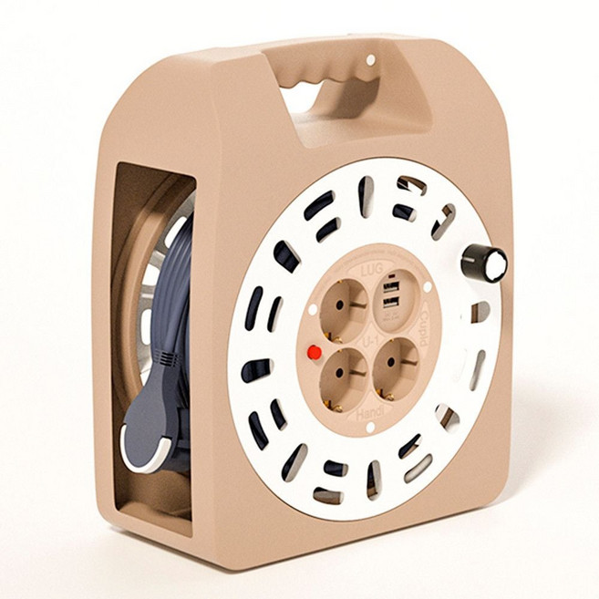 캠핑릴선 손잡이 케이블박스3구 20M 크림브라운 캠핑 ckc*444OA, 1개, 1