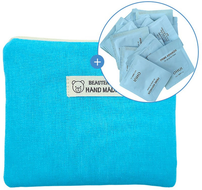 지퍼 파우치 화장품 파우치 (오휘 프라임어드밴서 앰플 세럼 1mlx60매)린넨, 린넨+앰플세럼60매