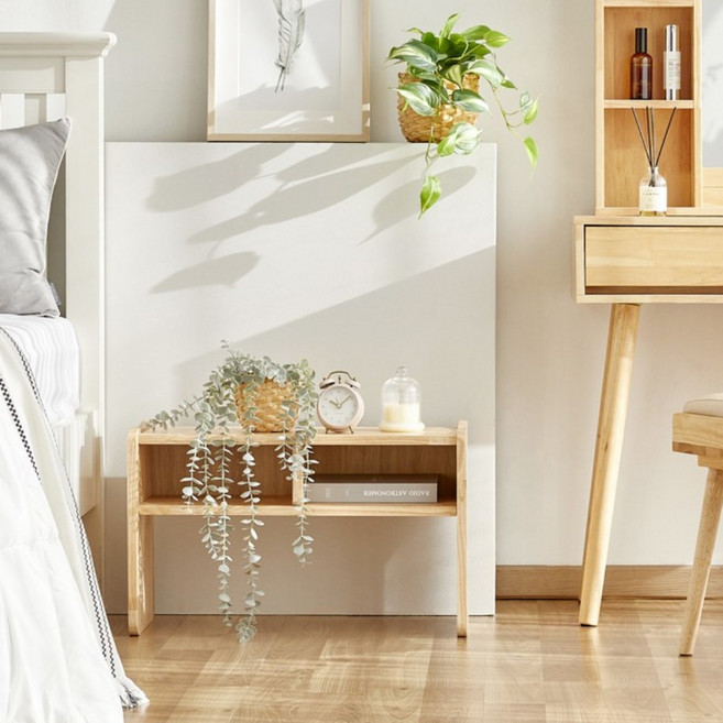 이케아 원목 사이드테이블 우드 협탁 RVD106 화분대 인테리어 진열 수납정리대, 브라운