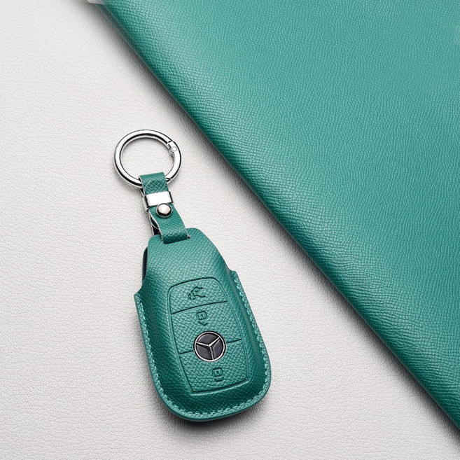 벤츠 키케이스 프리미엄 천연소가죽 전차종 호환 (C/E/S클래스/AMG 등), 벤츠/B 타입, 그린