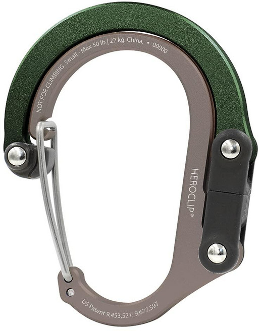 GEAR AID HEROCLIP 카라비너 클립 및 후크 (스몰) 지갑 유모차 백팩용 블랙 앤 블루 2팩, 1 Pack, Forest Green