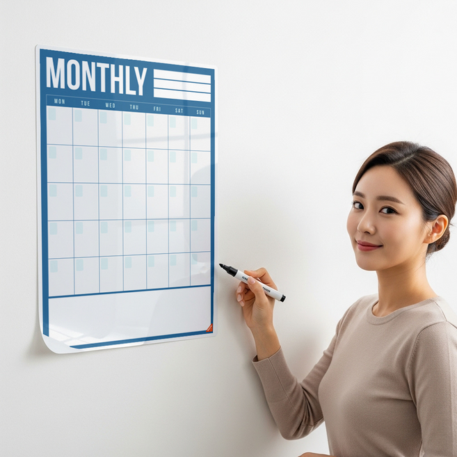 스틱온 특허 받은 붙이는 화이트보드 3초 탈부착 메모시트, 화이트