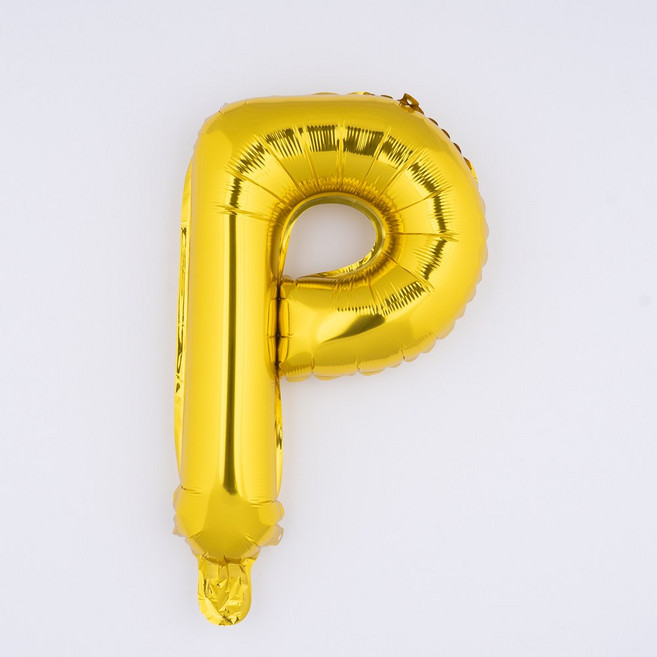 아트포유 대형 알파벳풍선 이니셜 글자 이벤트 축하 은박 생일 파티 풍선 80cm, 1개, 옐로우 골드 P