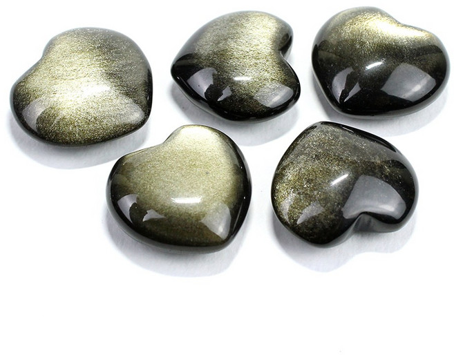 크리스탈블레싱 골드 흑요석 하트 천연원석 크리스탈 명상 힐링 CBT3720