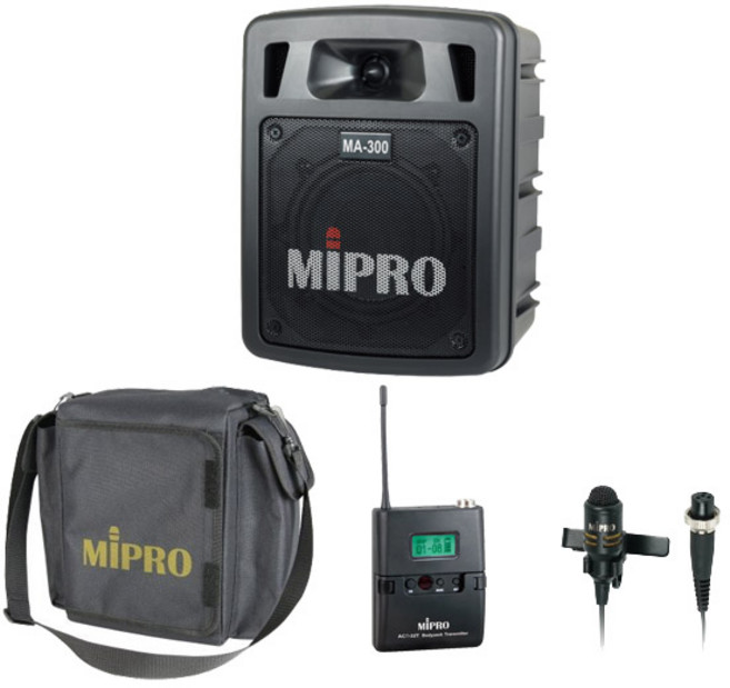 MIPRO MA-300 單頻道無線擴音機, 無分色(含收納包), 1箱, 配1組領夾麥克風