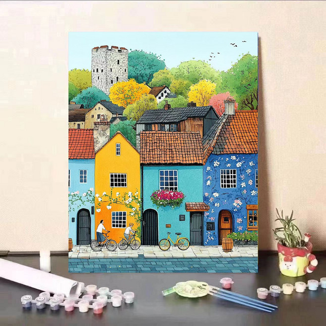 [샵포유] DIY 유화 그림 그리기 세트 (40x50cm), 1세트, 자전거마을(2)