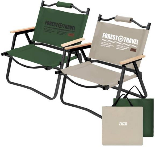 로티캠프 접이식 에코 로우 체어 (2개 세트) 탄 386959, 로우체어1+1진그린
