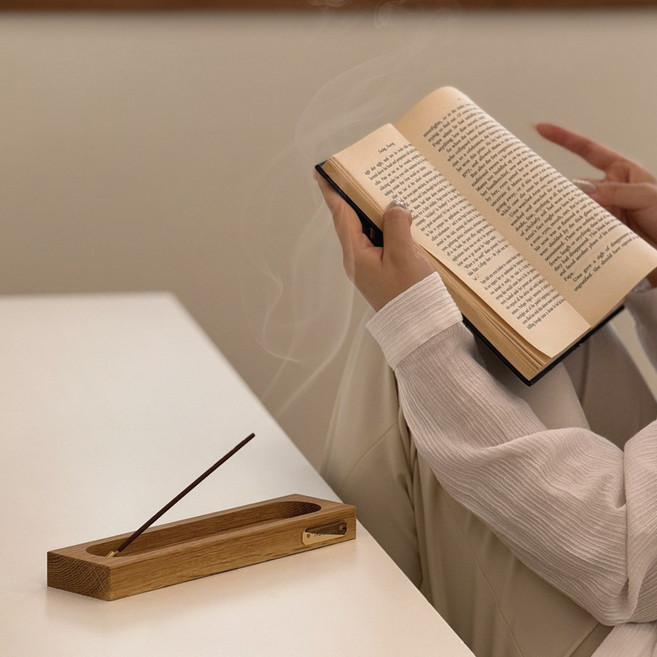 무다(MUDA)원목 인센스 홀더 브릭스, 240x60x24(mm), 화이트 오크