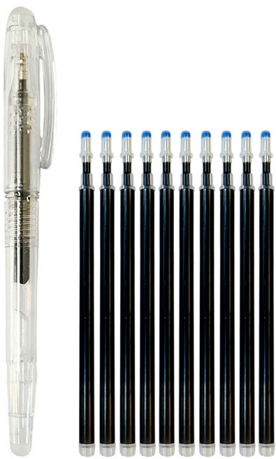 아이롱펜 세트 열펜 다리미펜, 1개, 블랙(펜 1개 + 리필10개)