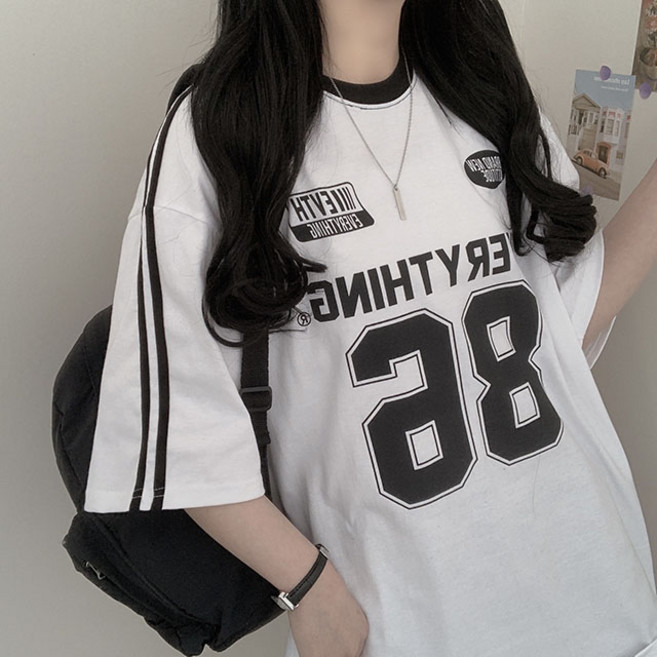 박시핏 86프린팅 트랙 오버핏 반팔티셔츠 여름신상 국내생산