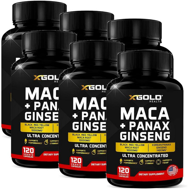 엑스골드헬스 마카 10000mg 파낙스 진생 1400mg 캡슐 X Gold Health Maca Panax Ginseng, 6개, 120정