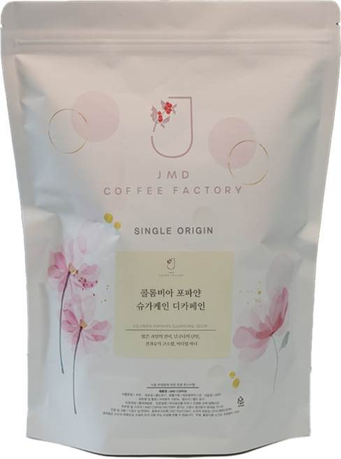 [제이엠디 커피팩토리] 디카페인 고소한 콜롬비아 슈가케인 커피원두, 500g, 1개, 홀빈(분쇄안함)