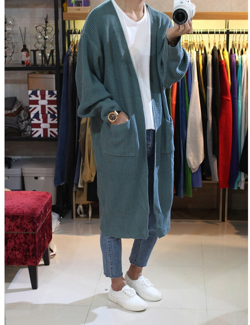 IM 남자 오버핏 노멀 오픈 롱 니트 가디건