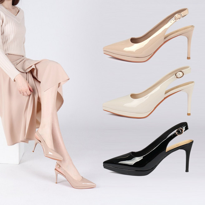 [국내브랜드] TCR 발편한 슬링백구두 슬링백힐 수제화 가보시힐 킬힐 하이힐 8cm